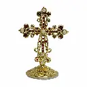 Gold-Plated Pearl & Red Stone Car Cross