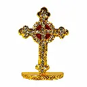 Golden Car Cross White Stone And Red Epoxy