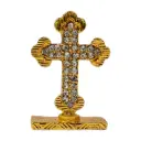 Golden Car Cross With White Stone